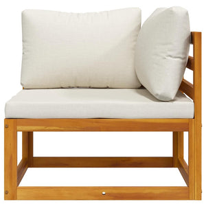 vidaXL Modular Corner Sofa with Cream White Cushions Solid Acacia Wood