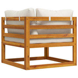 vidaXL Modular Corner Sofa with Cream White Cushions Solid Acacia Wood