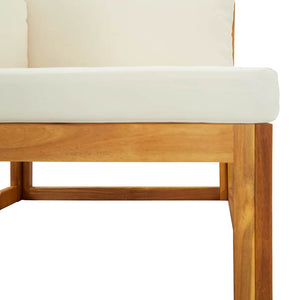 vidaXL Modular Corner Sofa with Cream White Cushions Solid Acacia Wood