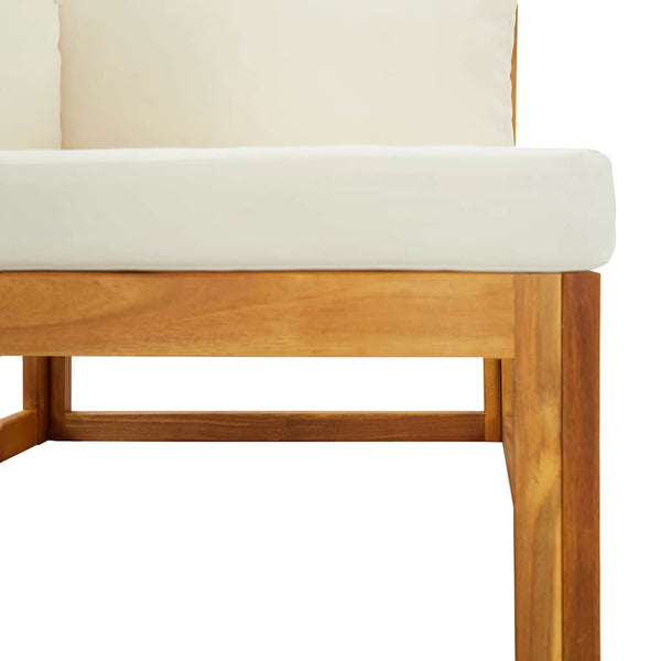 vidaXL Modular Corner Sofa with Cream White Cushions Solid Acacia Wood