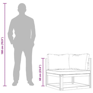 vidaXL Modular Corner Sofa with Cream White Cushions Solid Acacia Wood