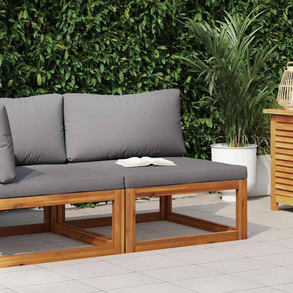vidaXL Modular Center Sofa with Dark Grey Cushions Solid Acacia Wood