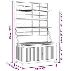 vidaXL Storage Chest with Trellis 99x55x160cm Solid Acacia Wood
