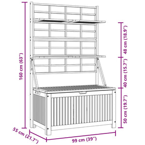 vidaXL Storage Chest with Trellis 99x55x160cm Solid Acacia Wood