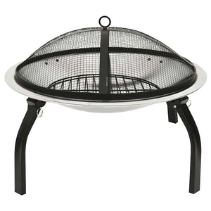 2in1 Feuerschale und Grill mit Schürhaken 56x56x49 cm Edelstahl