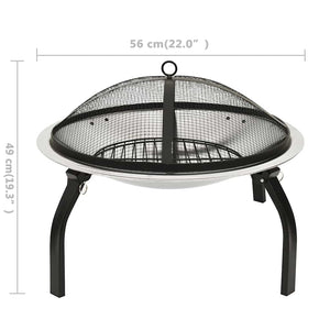 2in1 Feuerschale und Grill mit Schürhaken 56x56x49 cm Edelstahl