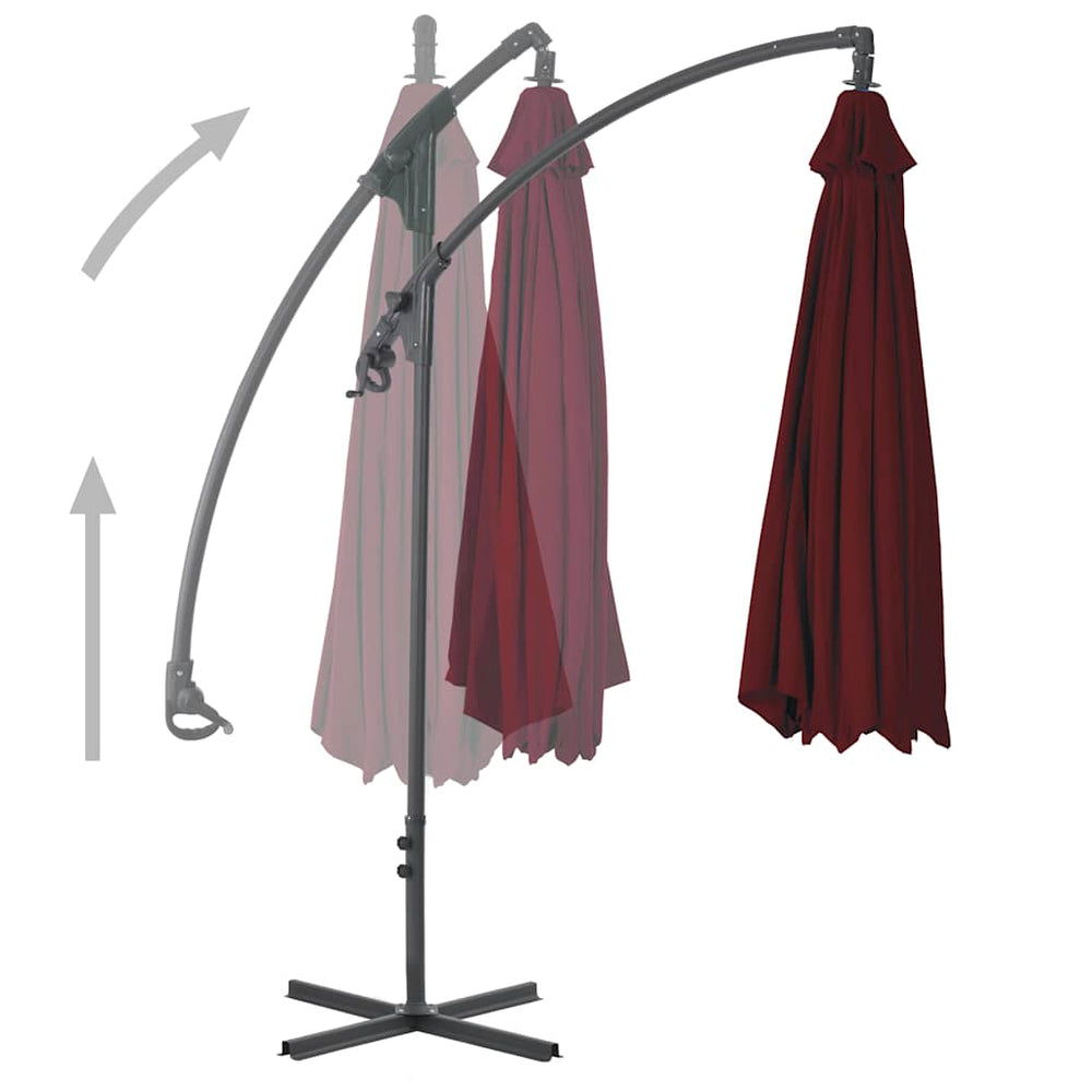 vidaXL Cantilever Parasol with Steel Pole 250x250 cm Wine Red