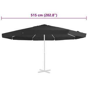vidaXL Replacement Canopy for Parasol Black 515 cm