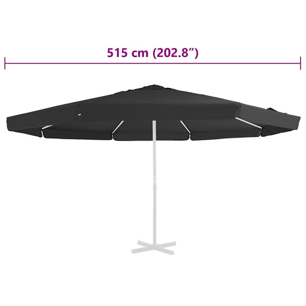 vidaXL Replacement Canopy for Parasol Black 515 cm