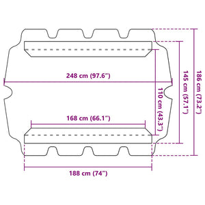 vidaXL Replacement Roof for Hollywood Swing Black 188/168x145/110 cm