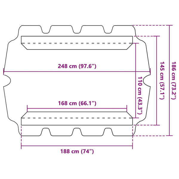 vidaXL Replacement Roof for Hollywood Swing Black 188/168x145/110 cm