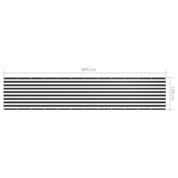 vidaXL Balcony Privacy Screen Anthracite and White 120x600 cm Oxford Fabric