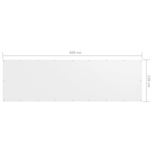 vidaXL Balcony Privacy Screen White 120x400 cm Oxford Fabric