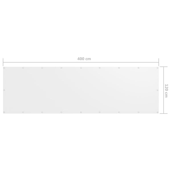 vidaXL Balcony Privacy Screen White 120x400 cm Oxford Fabric