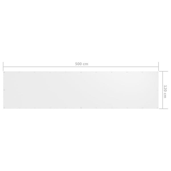 vidaXL Balcony Privacy Screen White 120x500 cm Oxford Fabric