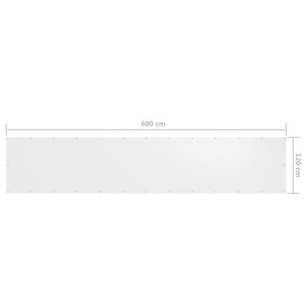 vidaXL Balcony Privacy Screen White 120x600 cm Oxford Fabric