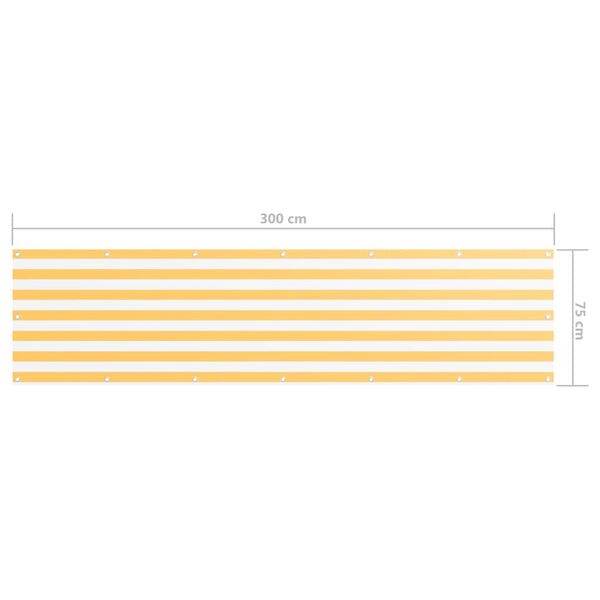 vidaXL Balcony Privacy Screen White and Yellow 75x300 cm Oxford Fabric