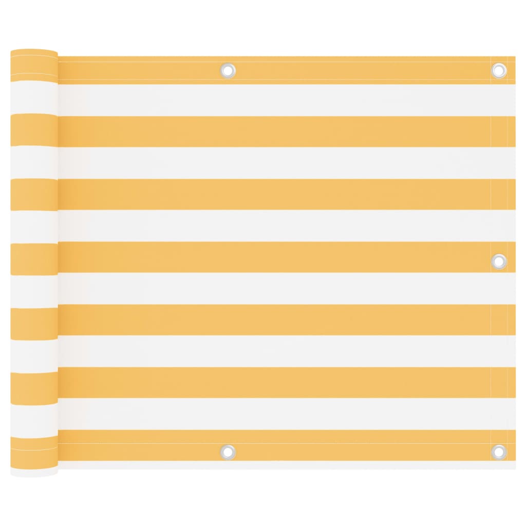 vidaXL Balcony Privacy Screen White and Yellow 75x600 cm Oxford Fabric