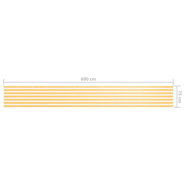 vidaXL Balcony Privacy Screen White and Yellow 75x600 cm Oxford Fabric