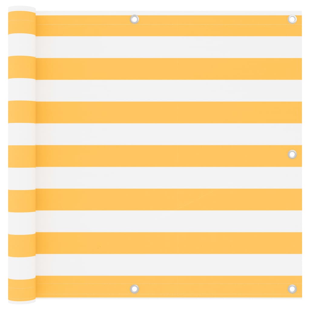 vidaXL Balcony Privacy Screen White and Yellow 90x300 cm Oxford Fabric