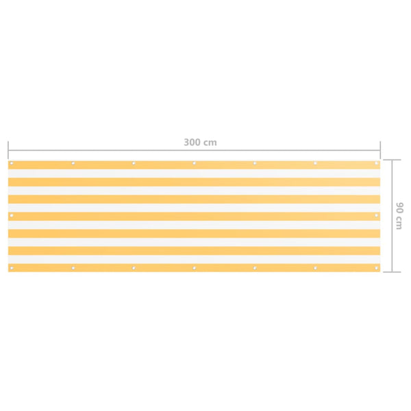 vidaXL Balcony Privacy Screen White and Yellow 90x300 cm Oxford Fabric
