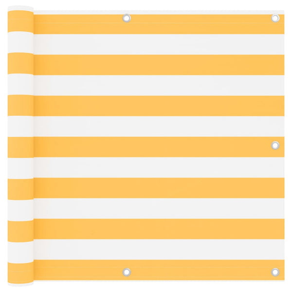 vidaXL Balcony Privacy Screen White and Yellow 90x600 cm Oxford Fabric
