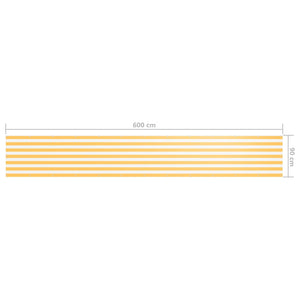 vidaXL Balcony Privacy Screen White and Yellow 90x600 cm Oxford Fabric