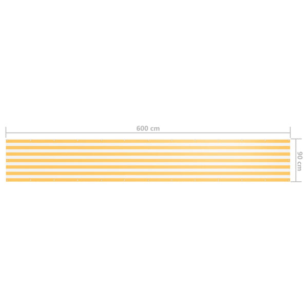 vidaXL Balcony Privacy Screen White and Yellow 90x600 cm Oxford Fabric