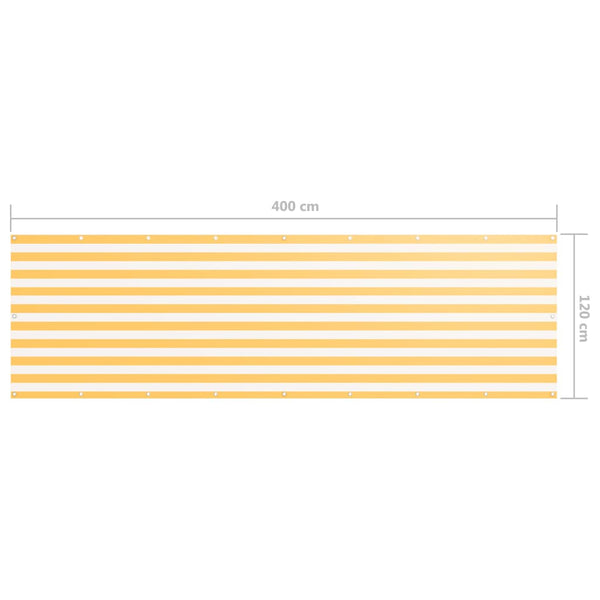 vidaXL Balcony Privacy Screen White and Yellow 120x400 cm Oxford Fabric