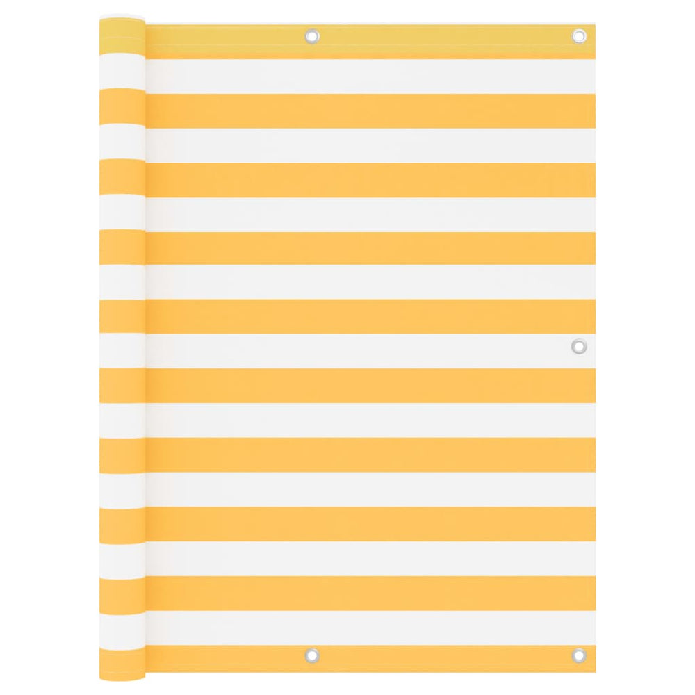 vidaXL Balcony Privacy Screen White and Yellow 120x600 cm Oxford Fabric