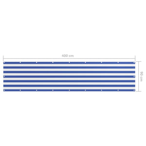 vidaXL Balcony Privacy Screen White and Blue 90x400 cm Oxford Fabric