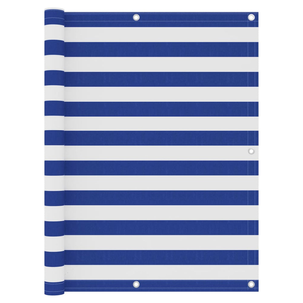 vidaXL Balcony Privacy Screen White and Blue 120x400 cm Oxford Fabric