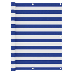 vidaXL Balcony Privacy Screen White and Blue 120x500 cm Oxford Fabric