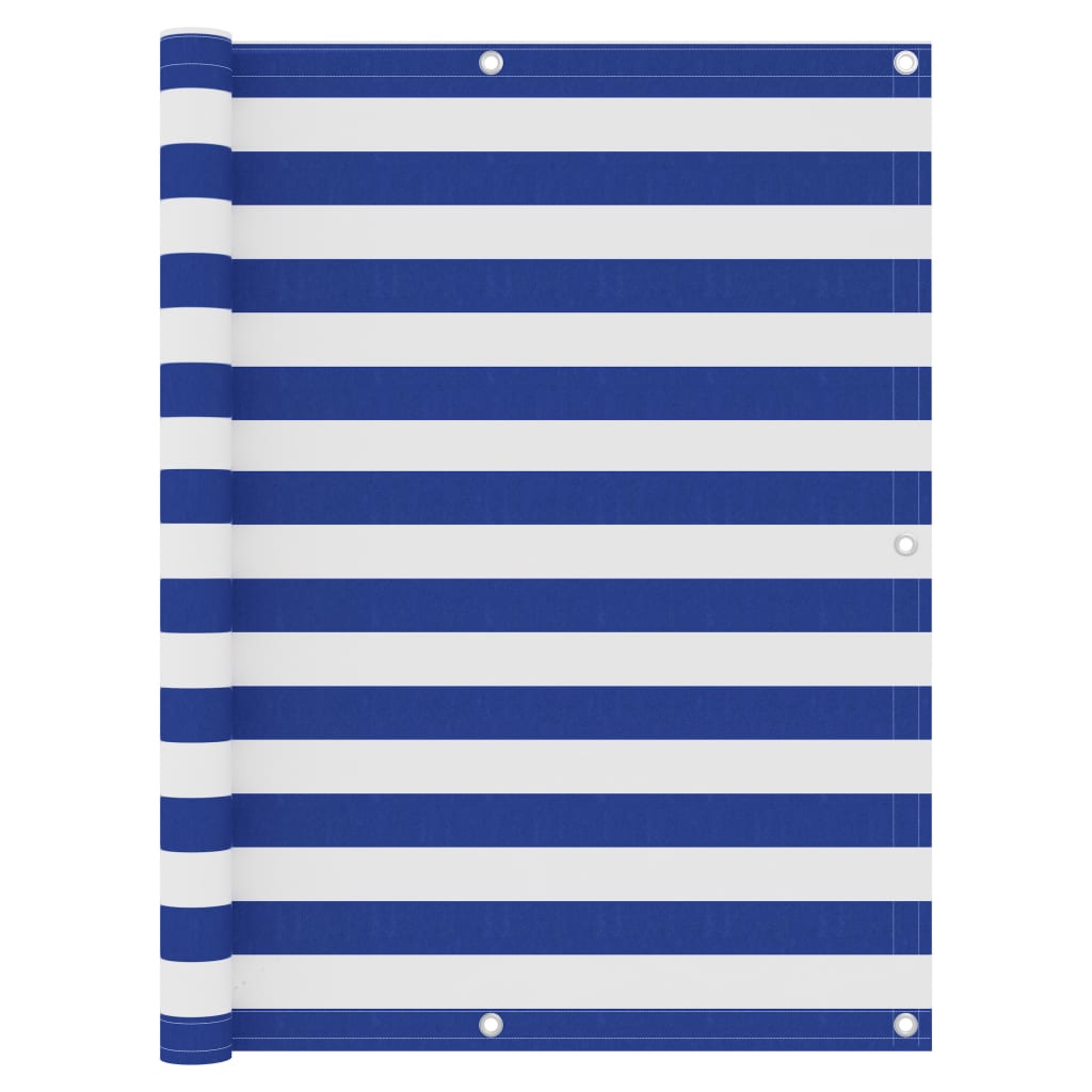 vidaXL Balcony Privacy Screen White and Blue 120x500 cm Oxford Fabric