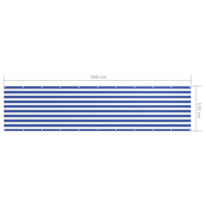 vidaXL Balcony Privacy Screen White and Blue 120x500 cm Oxford Fabric