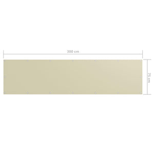 vidaXL Balcony Privacy Screen Cream 75x300 cm Oxford Fabric