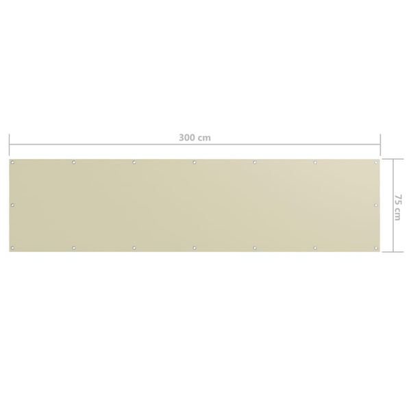 vidaXL Balcony Privacy Screen Cream 75x300 cm Oxford Fabric