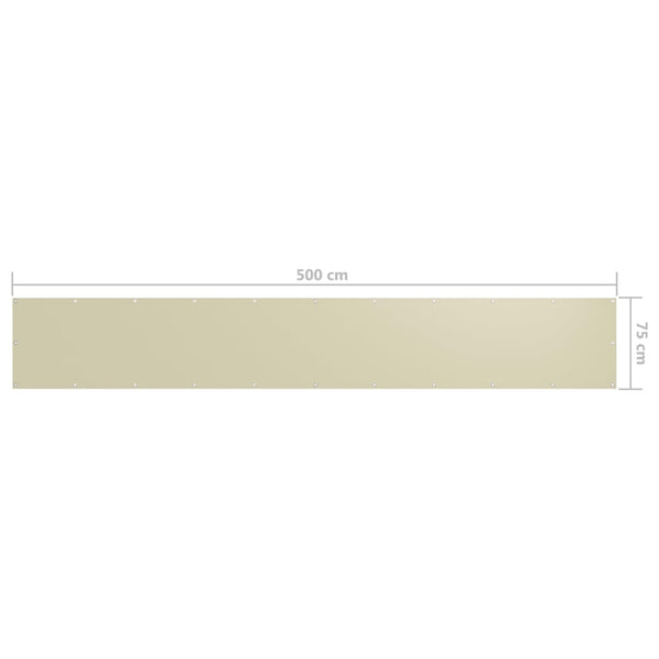 vidaXL Balcony Privacy Screen Cream 75x500 cm Oxford Fabric