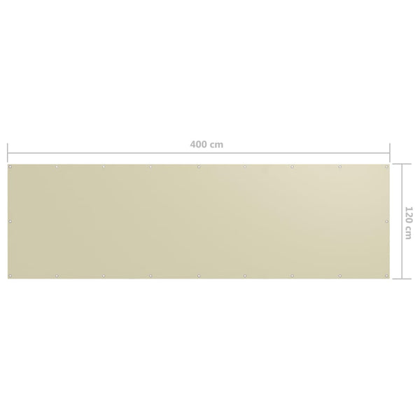 vidaXL Balcony Privacy Screen Cream 120x400 cm Oxford Fabric