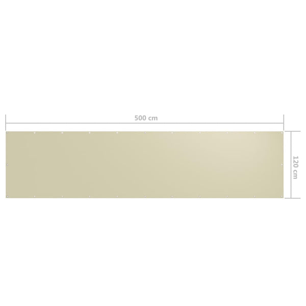 vidaXL Balcony Privacy Screen Cream 120x500 cm Oxford Fabric