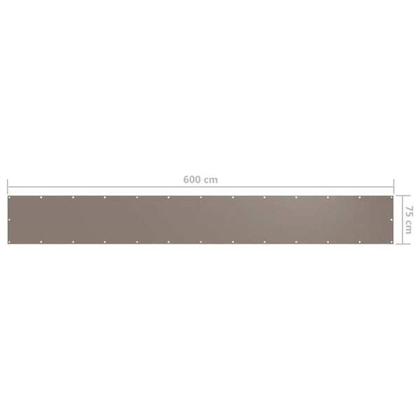 vidaXL Balcony Privacy Screen Taupe 75x600 cm Oxford Fabric