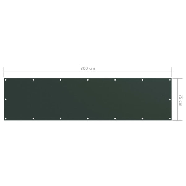 vidaXL Balcony Privacy Screen Dark Green 75x300 cm Oxford Fabric