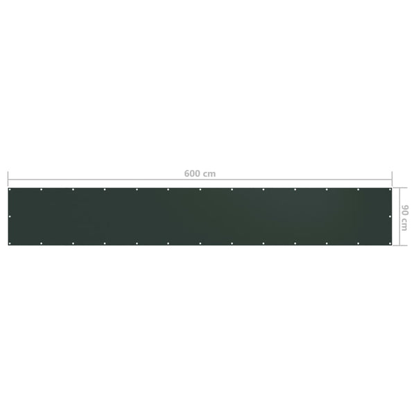 vidaXL Balcony Privacy Screen Dark Green 90x600 cm Oxford Fabric