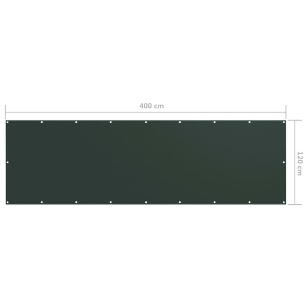 vidaXL Balcony Privacy Screen Dark Green 120x400 cm Oxford Fabric