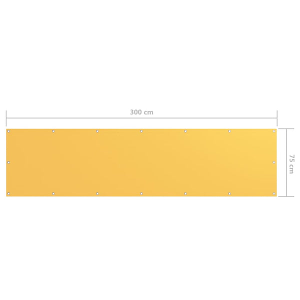 vidaXL Balcony Privacy Screen Yellow 75x300 cm Oxford Fabric