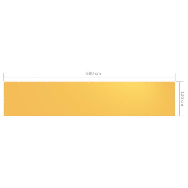 vidaXL Balcony Privacy Screen Yellow 120x600 cm Oxford Fabric