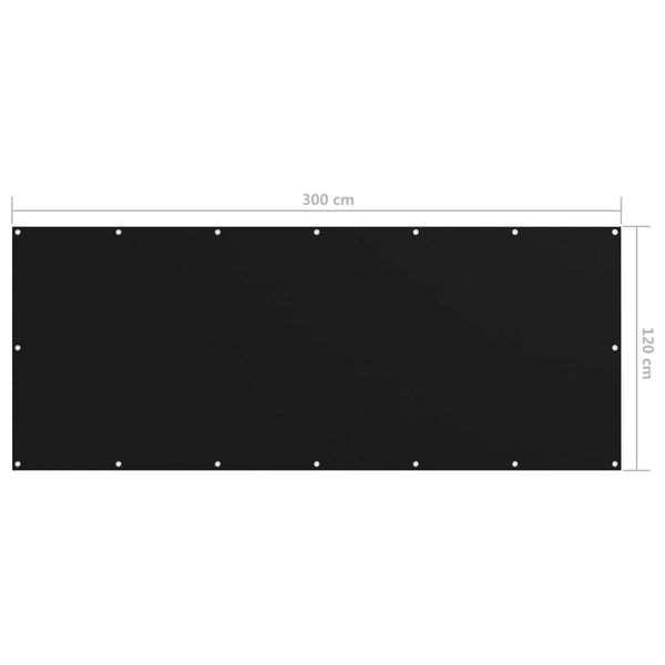 vidaXL Balcony Privacy Screen Black 120x300 cm Oxford Fabric
