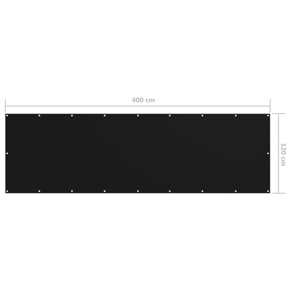 vidaXL Balcony Privacy Screen Black 120x400 cm Oxford Fabric