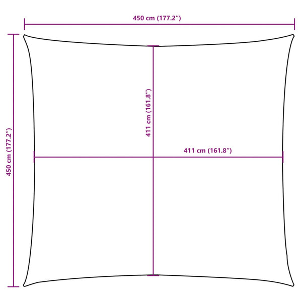 vidaXL Sun Shade Sail Oxford Fabric Square 4.5x4.5 m Yellow
