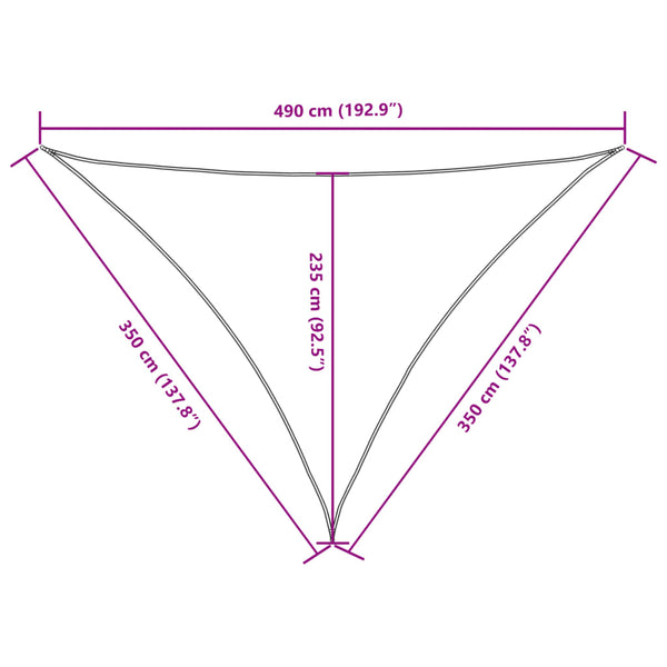 vidaXL Sun Shade Sail Oxford Fabric Triangular 3.5x3.5x4.9 m Yellow